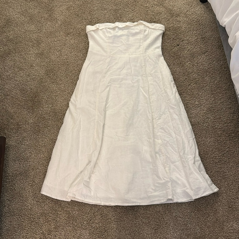 White linen Abercrombie midi dress